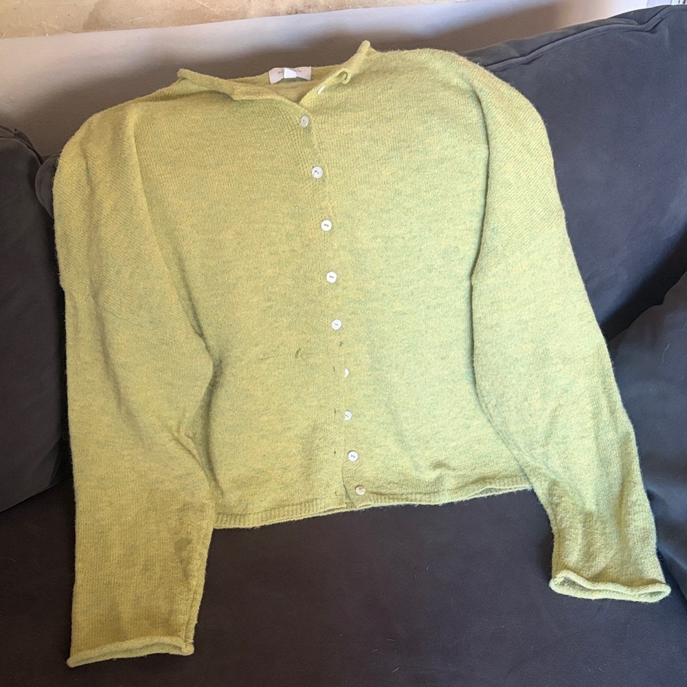 Women's Spring Green Cardigan Sweater
